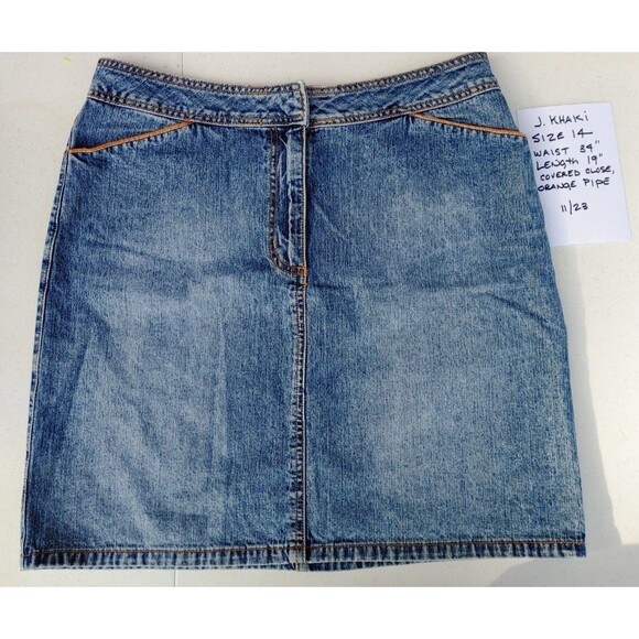 Retro Style Country Cowgrl Y2K denim skirt size 14 J Khaki Brand 34" W  19" L EC - Picture 1 of 5